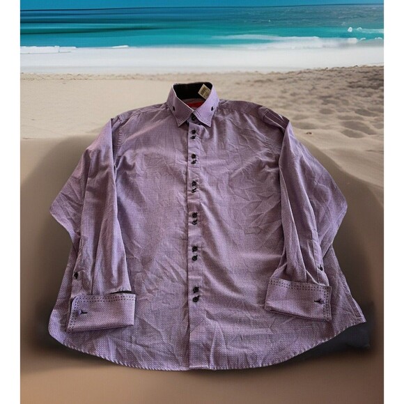 Pascal Morabito Unique Collar Shirt Geometric Print LS Button Men 3XLT NWT - Picture 3 of 16